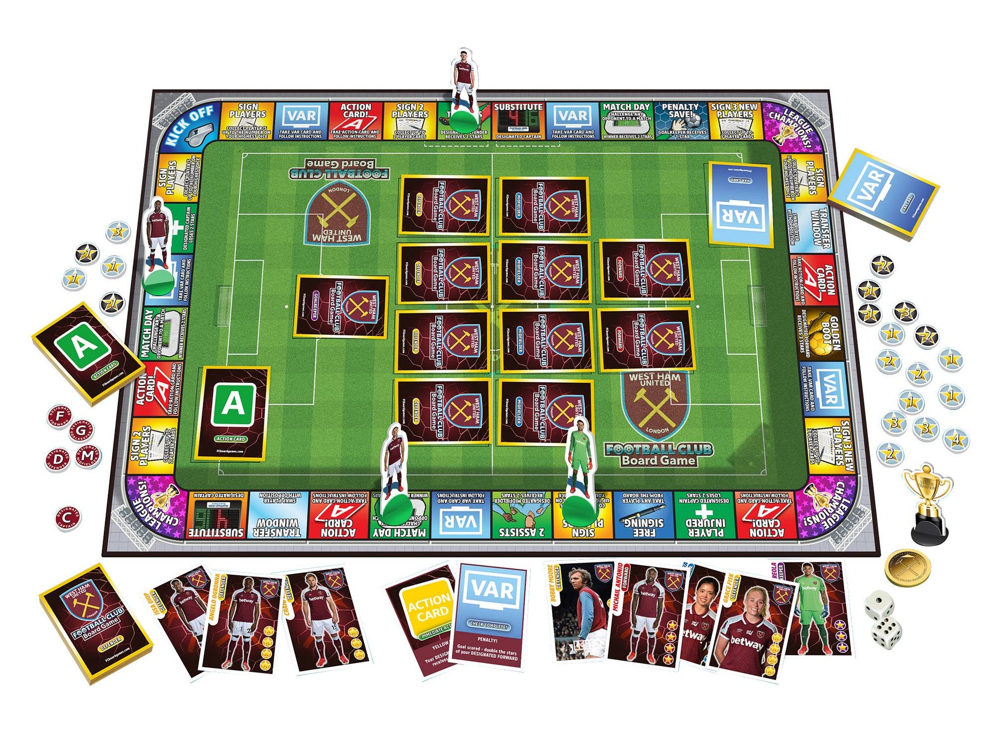 West Ham Football Club Board Game.  Negotiate deals, collect and trade your favourite West Ham players with friends and family.